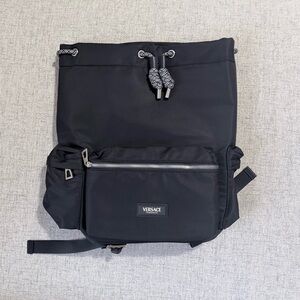 Versace Black Drawstring Top Backpack